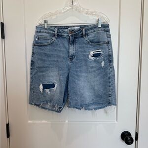 Judy Blue Distressed Blue Jean Shorts